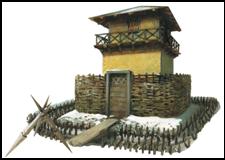 Reconstructie van een Romeinse wachttoren.