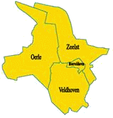 kaartje met daarop de dorpen van Veldhoven in 1921